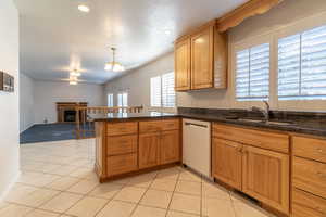 Kitchen with built in dishwasher