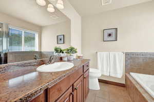 Spacious primary suite bathroom