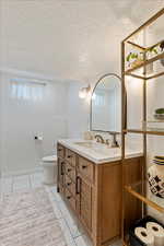 Beautiful quartz countertops, nice vanity, large space!