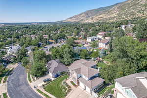 Drone / aerial view with a mountain view