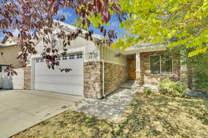 View of front of home with a garage