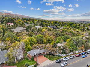 Birds eye view of property with a mountain view