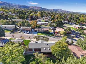 Drone / aerial view with a mountain view