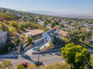 Aerial view featuring a mountain view