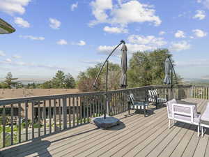 View of deck with views of the valley