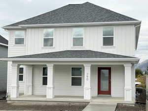 View of front of home with a porch