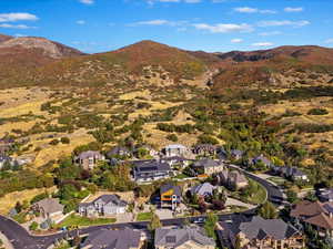 Aerial view featuring a mountain view