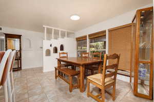 View of tiled dining space