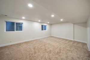 Basement featuring carpet floors