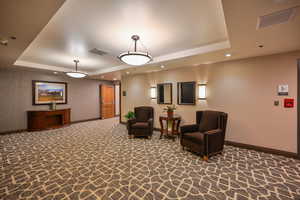 2nd floor exit off elevators leading to community amenities.