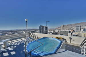 Rooftop hot tub.