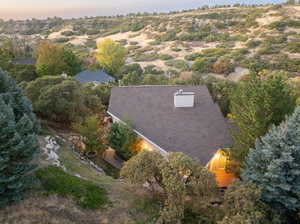 View of aerial view at dusk