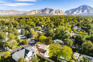 Drone / aerial view with a mountain view