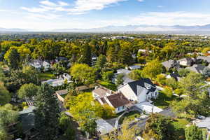 Aerial view featuring a mountain view