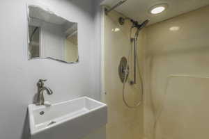 Bathroom featuring sink and walk in shower