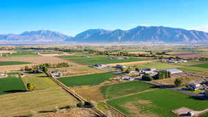 Aerial view featuring a mountain view and a rural view