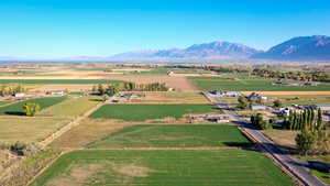 Aerial view with a rural view and a mountain view