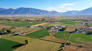 Bird's eye view featuring a rural view and a mountain view