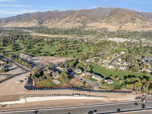 Aerial view featuring a mountain view