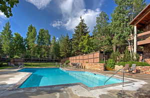 View of pool featuring a patio area