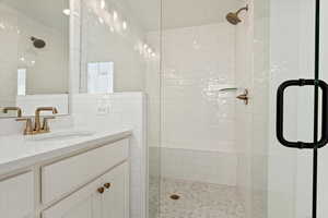 Tiled walk-in shower