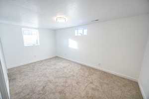 Carpeted empty room featuring plenty of natural light