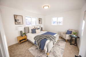 Bedroom featuring carpet