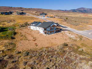 Drone / aerial view with a mountain view