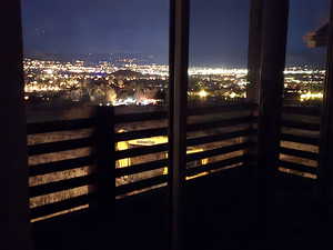 Night view from main livingroom and kitchen.  The sun also rises on this side of the house