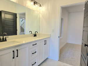 Bathroom entrance into flex space