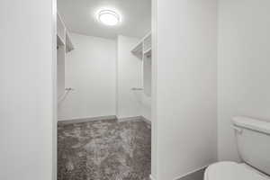 Spacious closet featuring carpet flooring