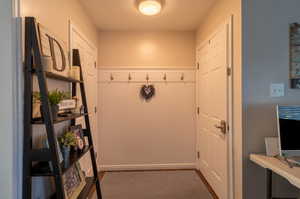 Mudroom with carpet floors