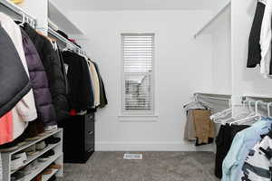 Walk in closet featuring carpet