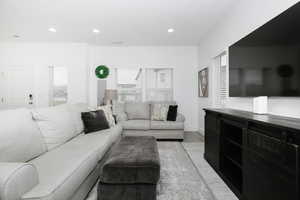 Living room featuring light wood-type flooring