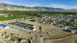 Drone / aerial view featuring a mountain view