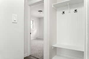 Mudroom with carpet