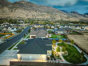 Aerial view featuring a mountain view