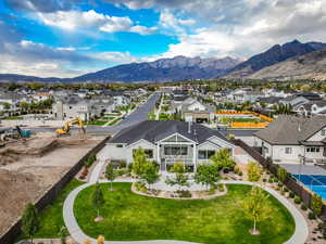 Drone / aerial view with a mountain view