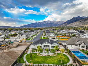 Aerial view featuring a mountain view