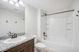 Basement full bathroom, granite topped vanity