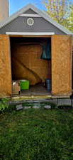 interior of Shed.  Pitched roof inside giving Plenty of Storage space