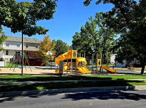 View of jungle gym & basketball court