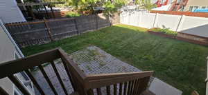 Back yard from deck off Kitchen, lawn & patio