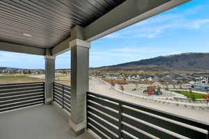 Balcony with a mountain view