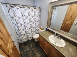 Bathroom featuring vanity and toilet