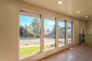 Doorway featuring light hardwood / wood-style floors