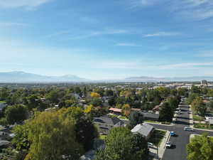 Aerial view featuring a mountain view