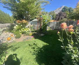 View of yard featuring a mountain view