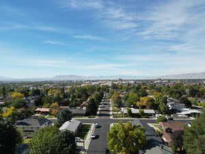 Drone / aerial view with a mountain view