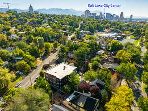 Aerial view with a mountain view